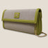 90 Feet Kaya Lime Green Premium Genuine Leather and Canvas Clutch Bag
